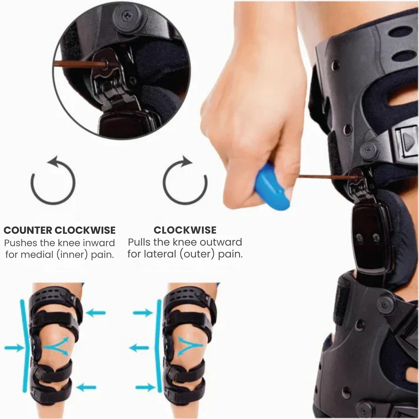 KinetiFlex – Kniebandage mit Scharnier & verstellbaren Riemen – Sport & Reha