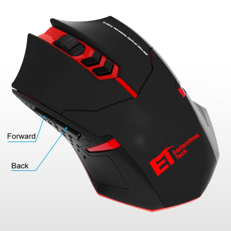 Loopstep | ET X-08 7-Tasten 2400DPI 2.4G Wireless Stille Gaming Maus mit USB-Empfänger & Farbige Hintergrundbeleuchtung (Schwarz)