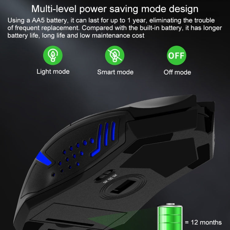 Loopstep | ET X-08 7-Tasten 2400DPI 2.4G Wireless Stille Gaming Maus mit USB-Empfänger & Farbige Hintergrundbeleuchtung (Schwarz)