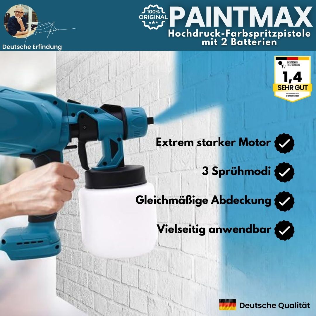 PaintMax -  Kabelloses Hochdruck-Farbsprühgerät für schnelles, effizientes und gleichmäßiges Lackieren