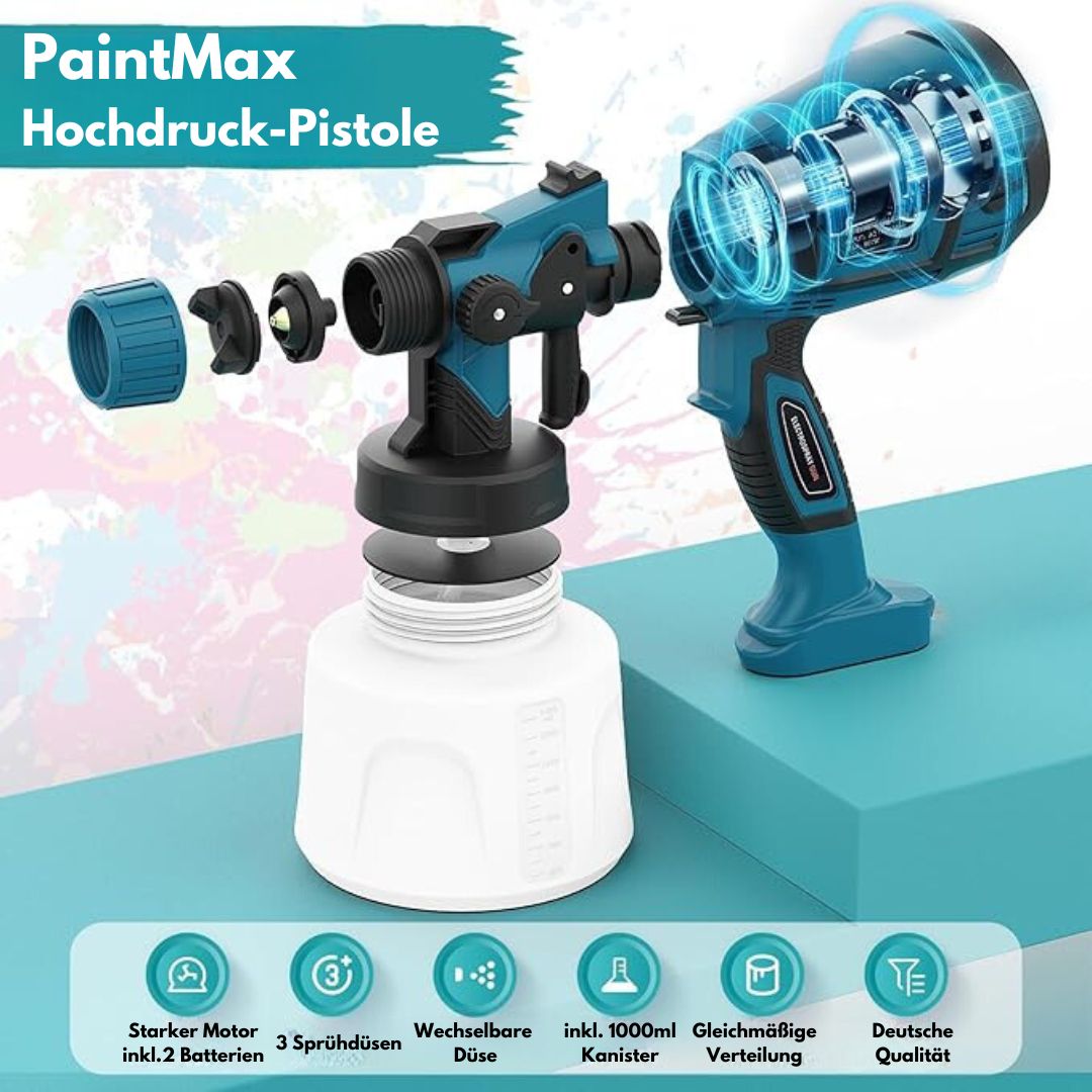 PaintMax -  Kabelloses Hochdruck-Farbsprühgerät für schnelles, effizientes und gleichmäßiges Lackieren