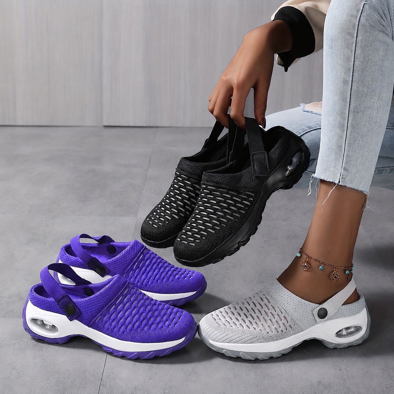 Orthopädische Clogs Damen Mesh | Luftpolster-Dämpfung | Rutschfeste Slipper | Airova
