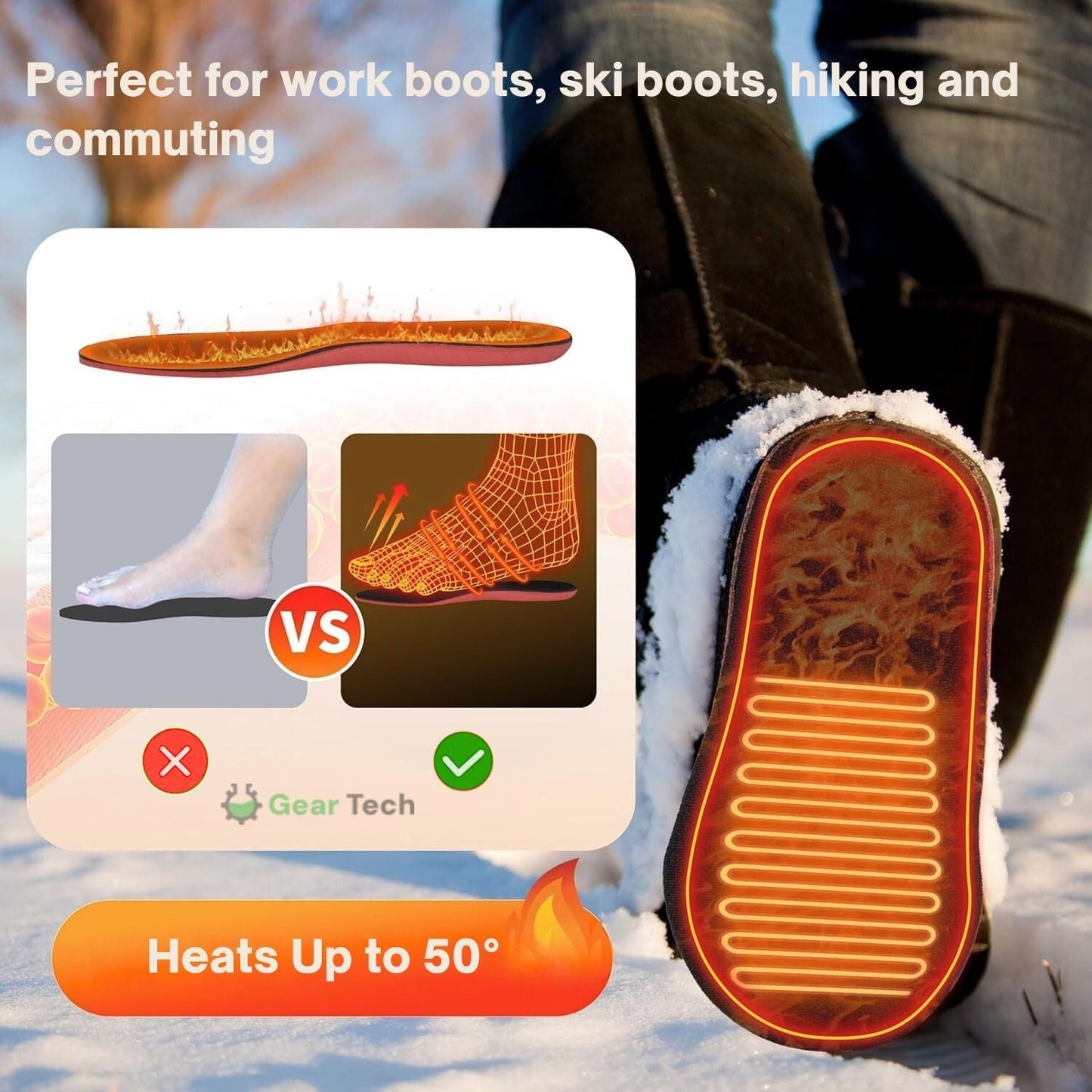 Loopstep | Wiederaufladbare beheizte Einlegesohlen UK – Beste thermische Schuh-Einlagen für Stiefel, Arbeitsstiefel und täglichen Winterkomfort
