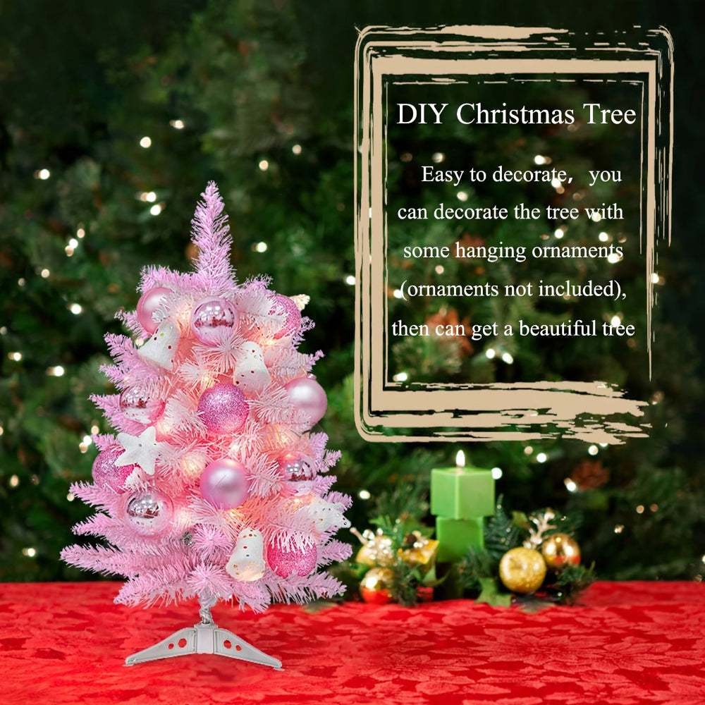 Rosa Weihnachtsbaum, künstliche Tischdekoration, festlich