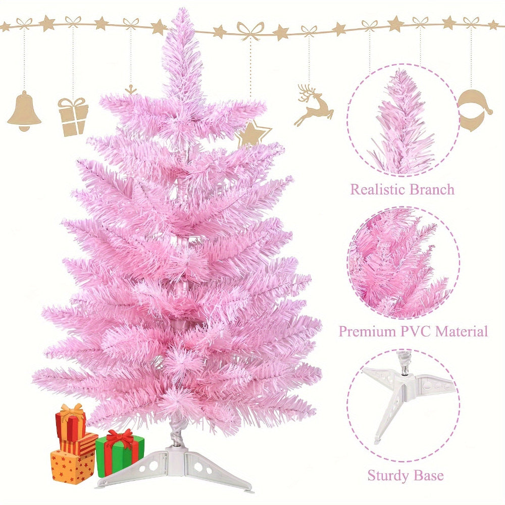 Rosa Weihnachtsbaum, künstliche Tischdekoration, festlich