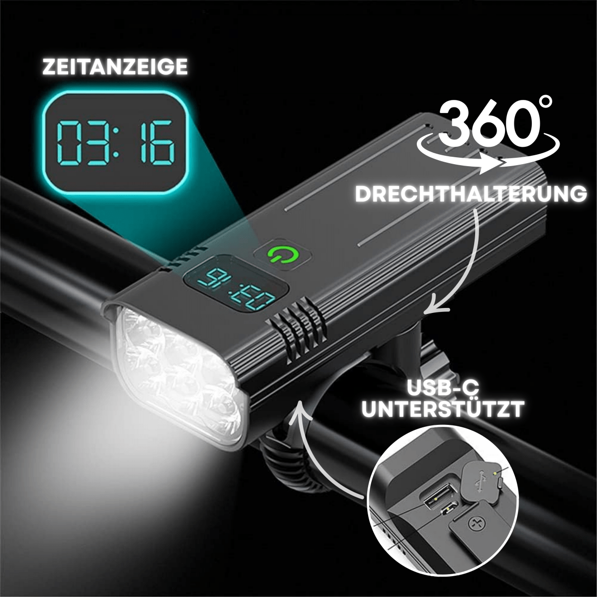 Loopstep | LED-Fahrradleuchte mit 5000 Lumen für maximale Sicherheit beim Fahren in der Nacht