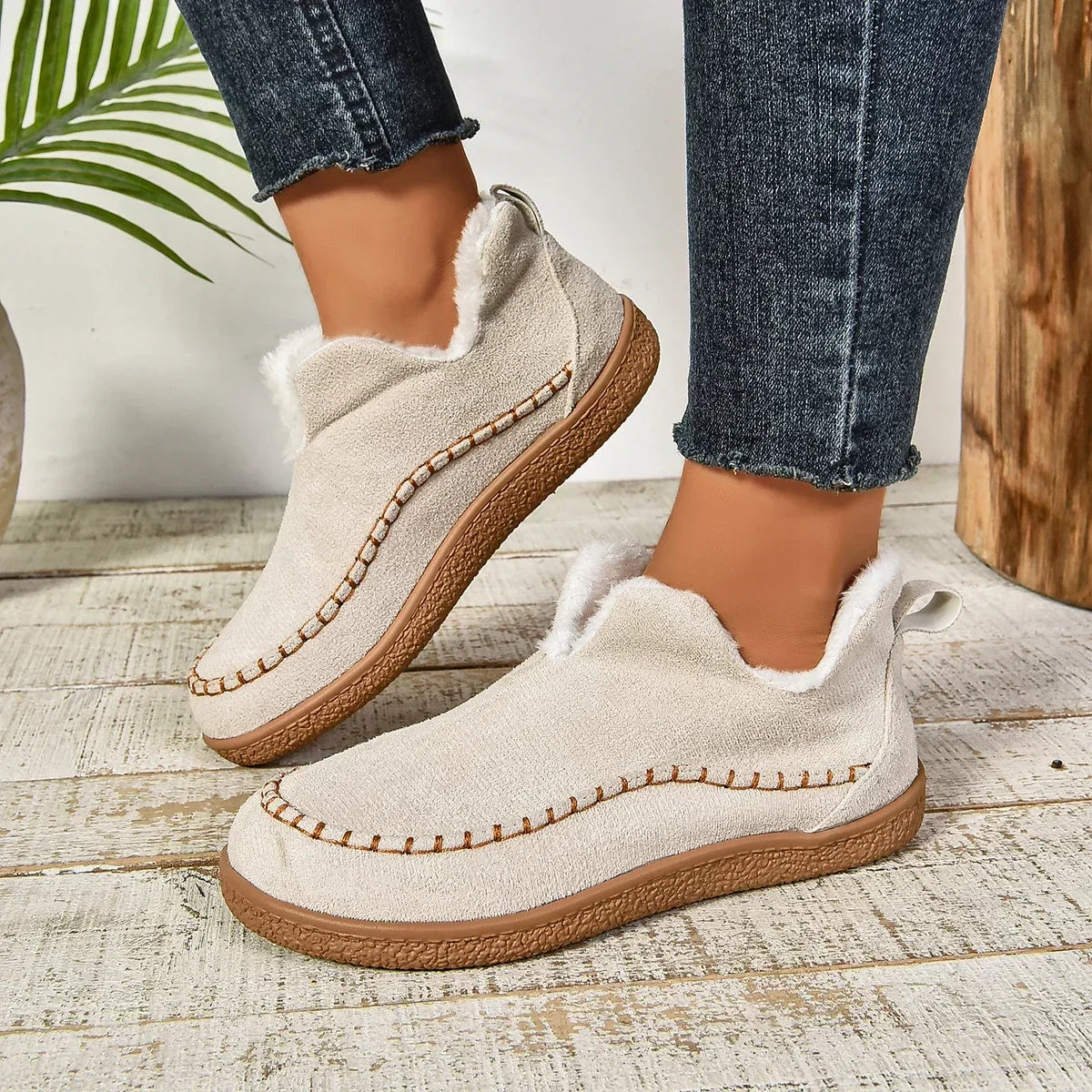 Loopstep™ Damen Warme Winter Slip-On Plateau Stiefeletten