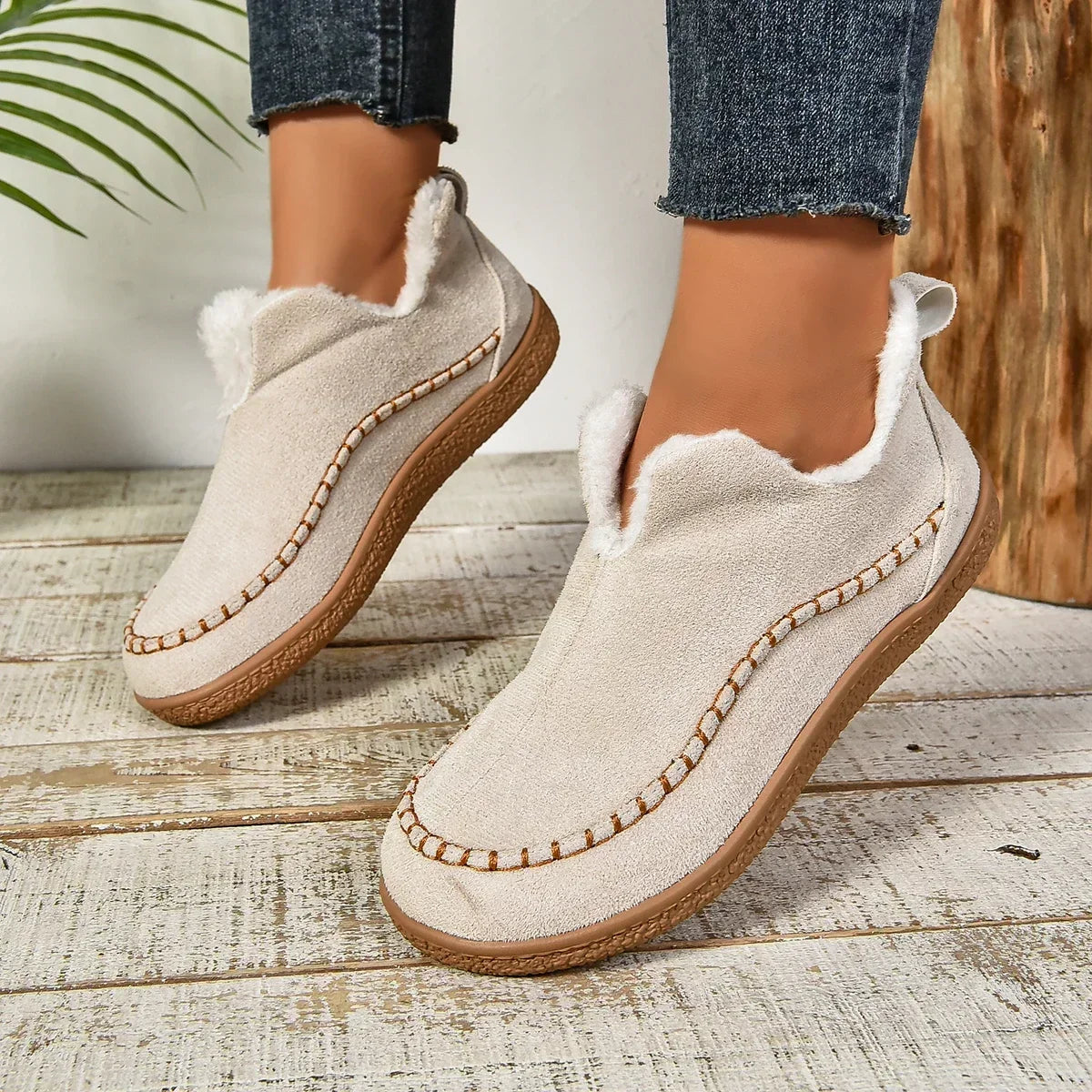 Loopstep™ Damen Warme Winter Slip-On Plateau Stiefeletten