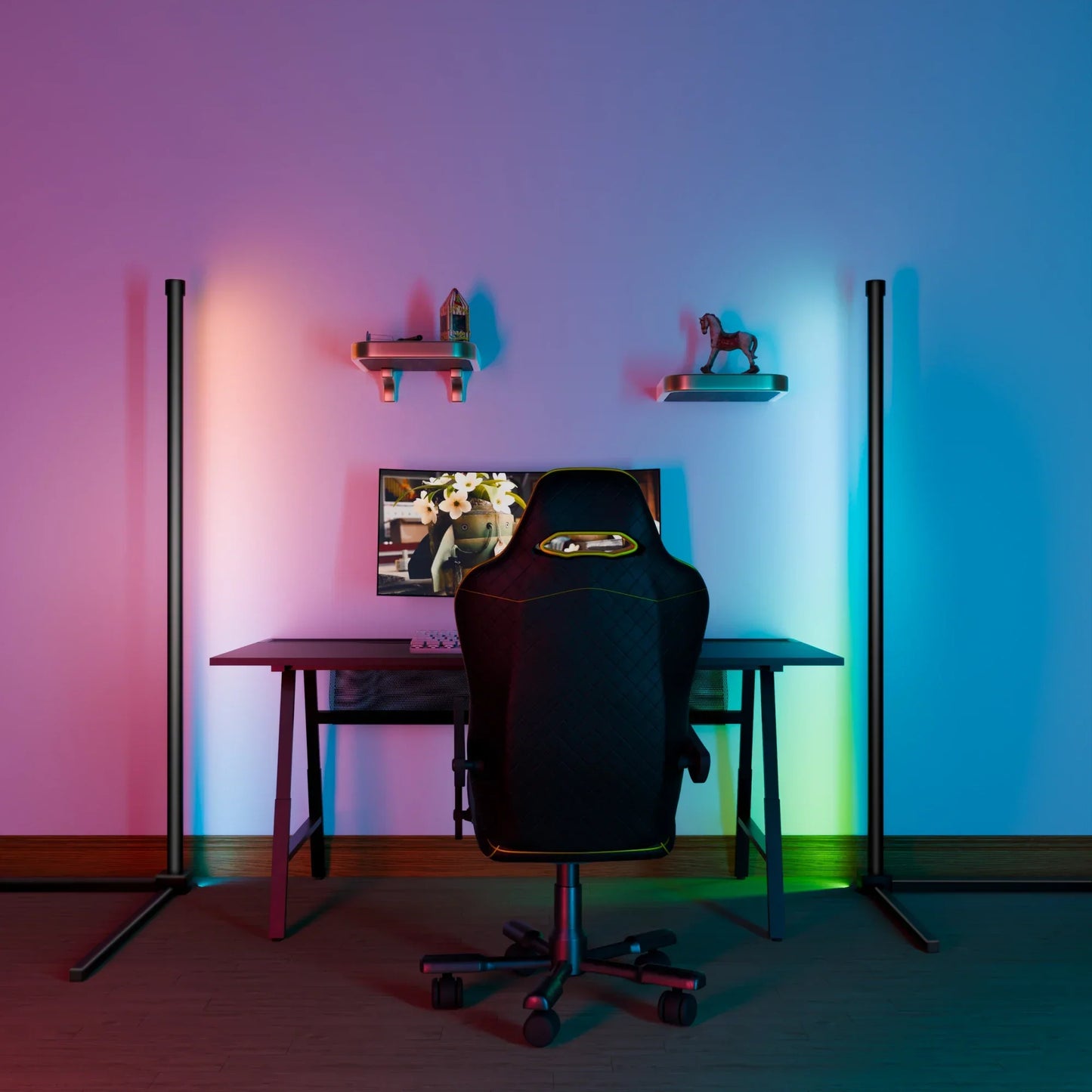 Loopstep | Smart RGB Traumfarbe Stehlampe – Musik-Synchronisations-LED-Stimmungslicht mit 16 Millionen Farben, APP & Fernsteuerung, moderne Stehleuchte