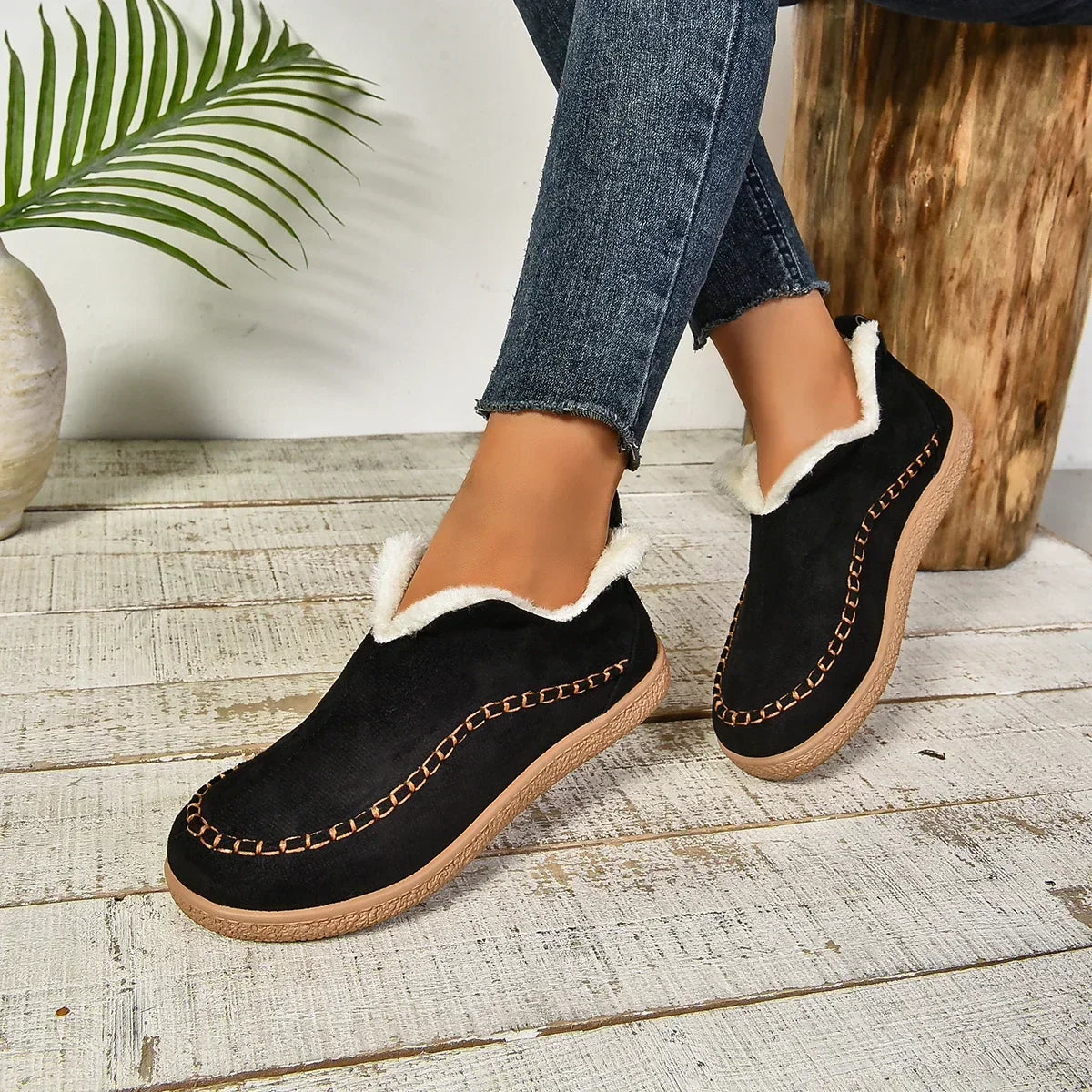 Loopstep™ Damen warme Winter Slip-On Plateau Stiefeletten