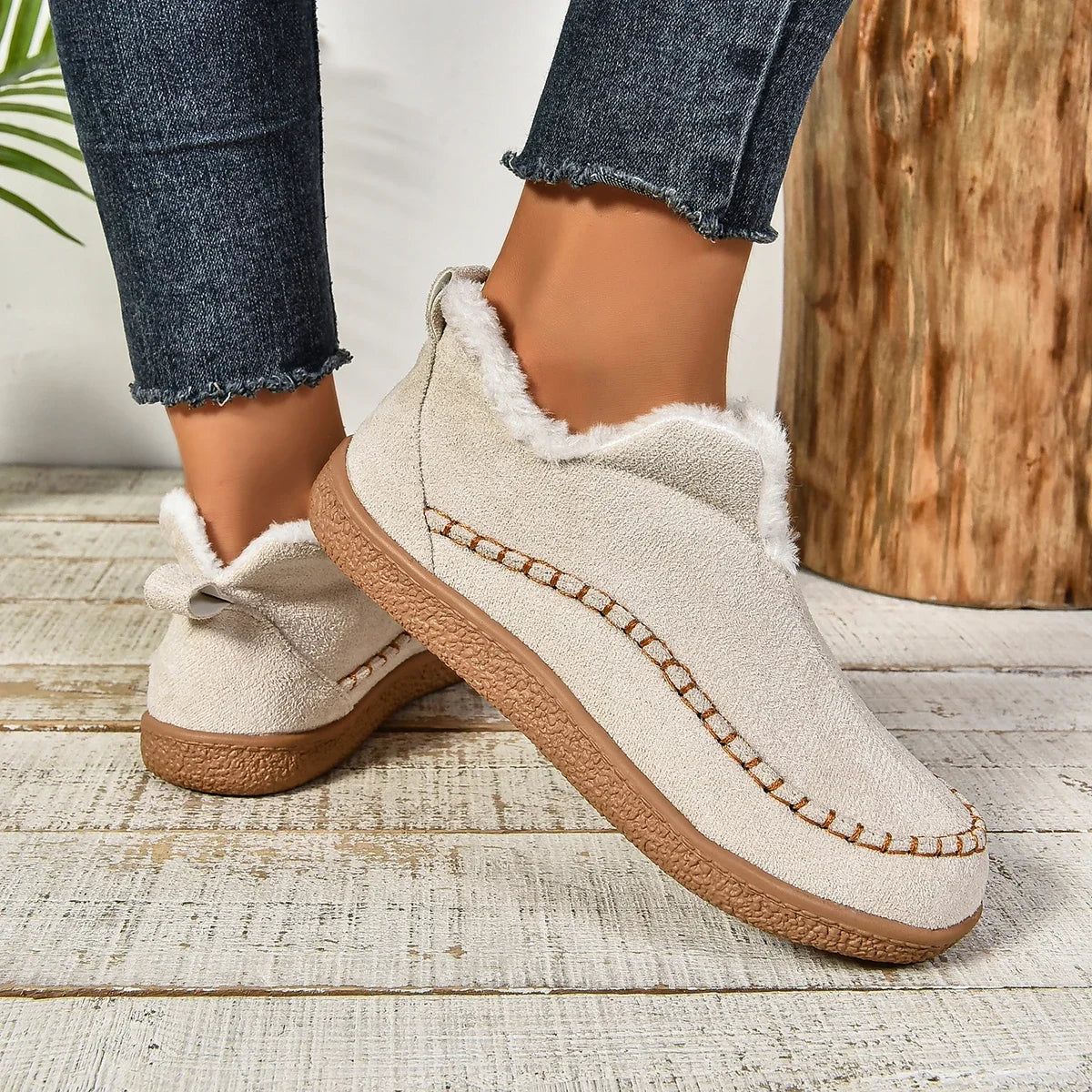 Loopstep™ Damen warme Winter Slip-On Plateau Stiefeletten