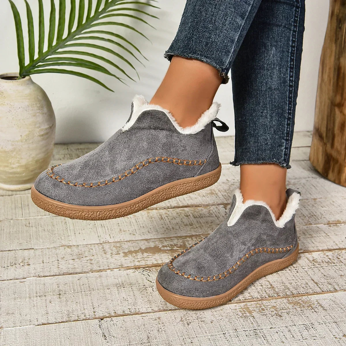 Loopstep™ Damen Warme Winter Slip-On Plateau Stiefeletten