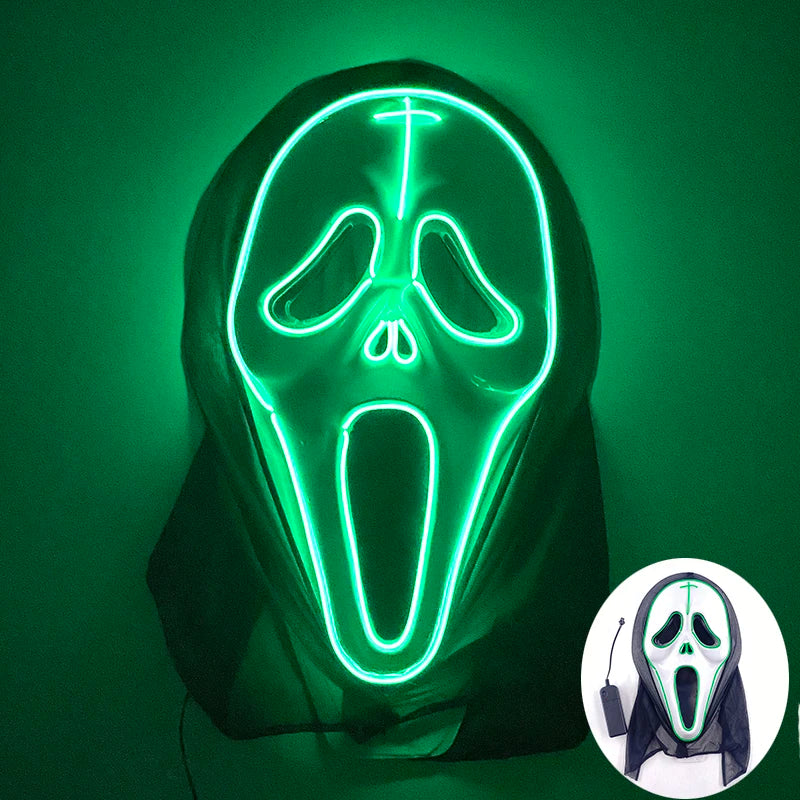 LED Purge Maske, handbemalt, Neon Full Face mit blinkenden Modi, PVC + EL
