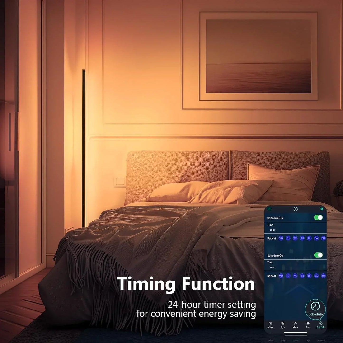 Loopstep | Smart RGB Traumfarbe Stehlampe – Musik-Synchronisations-LED-Stimmungslicht mit 16 Millionen Farben, APP & Fernsteuerung, moderne Stehleuchte