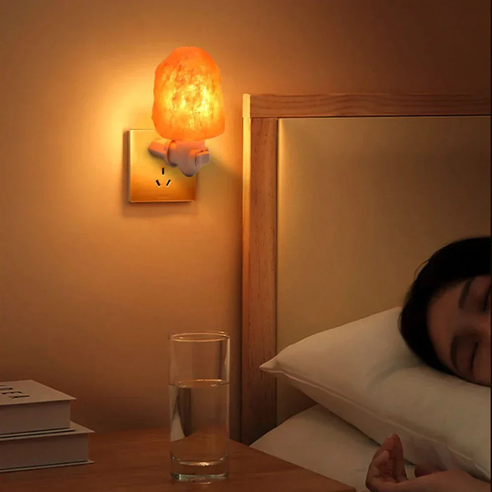 Steckdosen Himalaya-Salzlampe, LED Nachtlicht, Luftreiniger, Warm