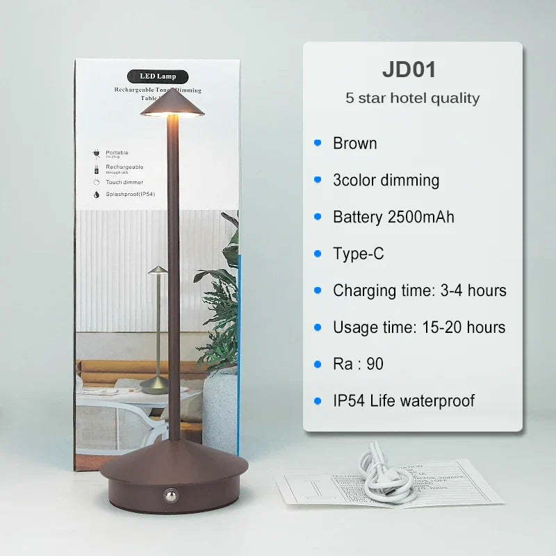 Tischlampe | LED Kabellos, wiederaufladbar, dimmbar, wasserdicht, vielseitig