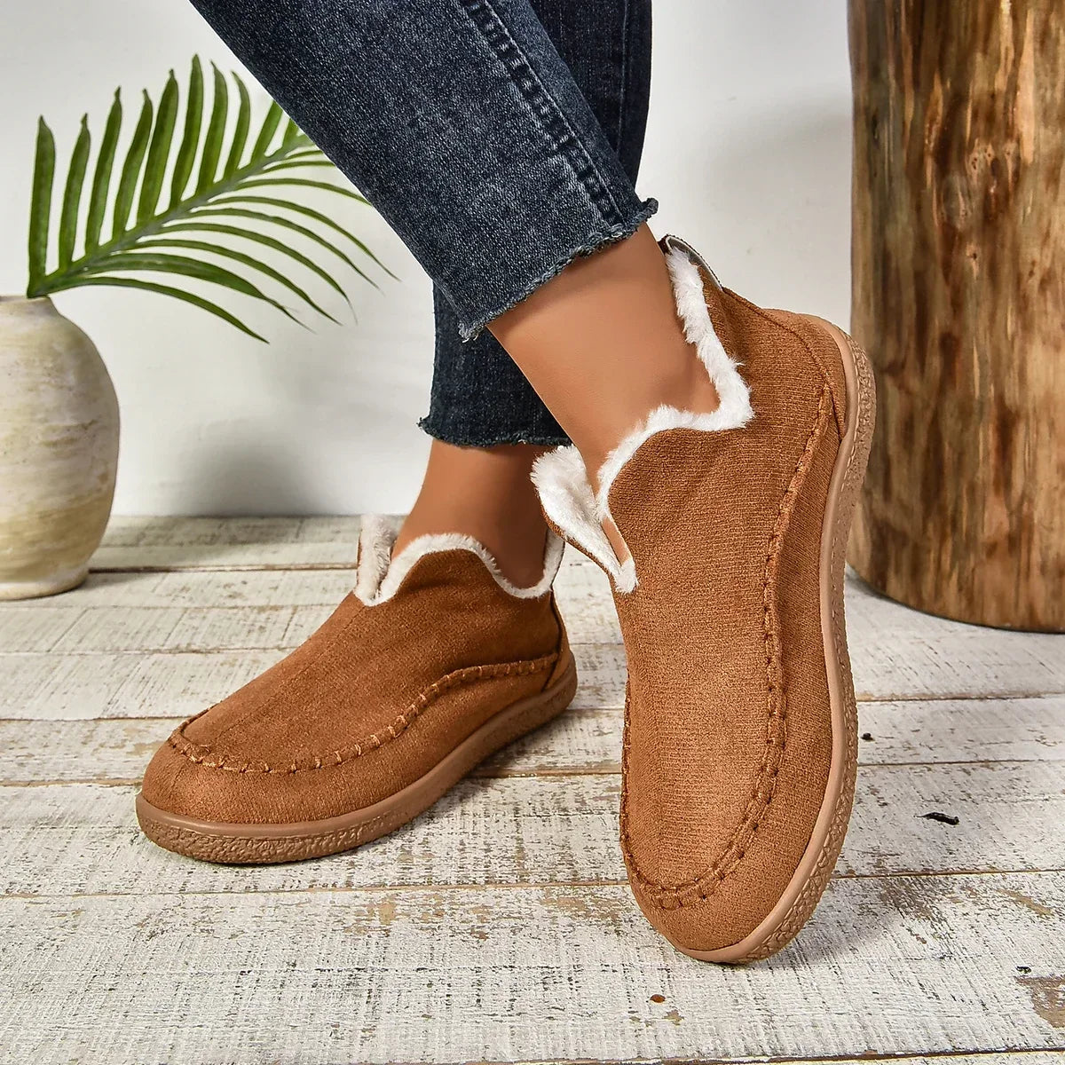 Loopstep™ Damen Warme Winter Slip-On Plateau Stiefeletten