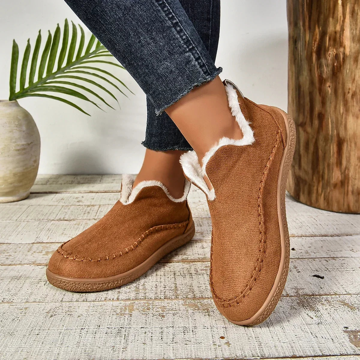 Loopstep™ Damen warme Winter Slip-On Plateau Stiefeletten