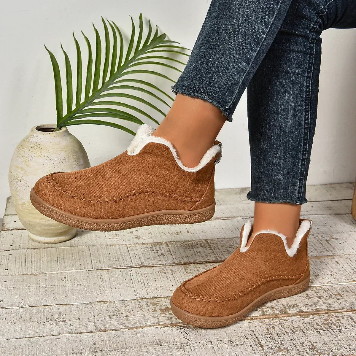 Loopstep™ Damen Warme Winter Slip-On Plateau Stiefeletten