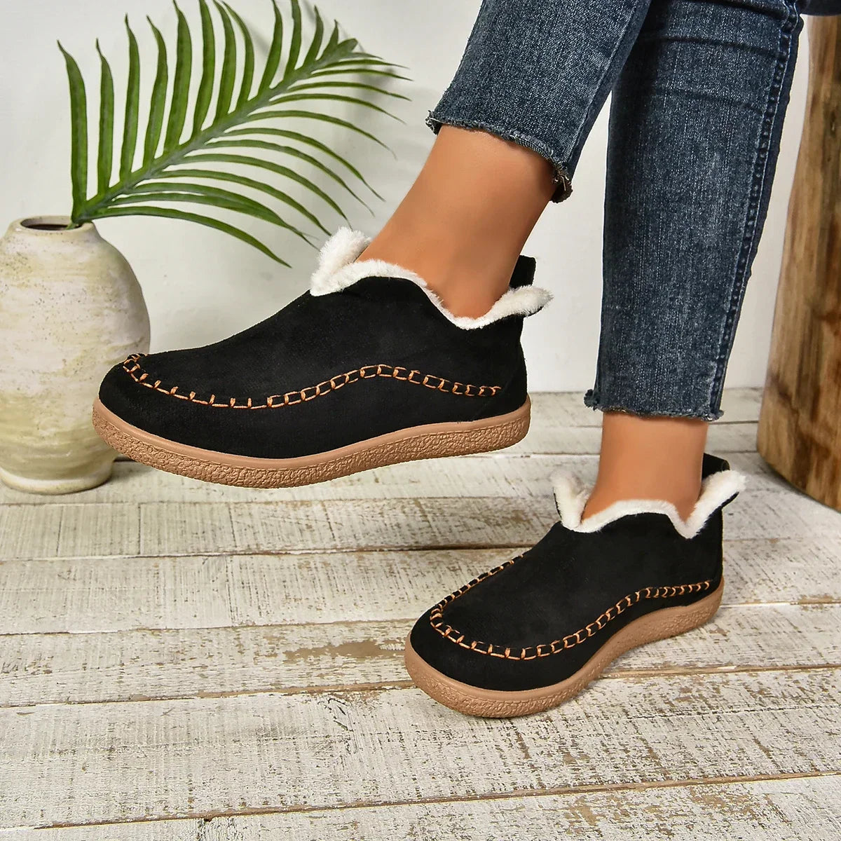 Loopstep™ Damen Warme Winter Slip-On Plateau Stiefeletten