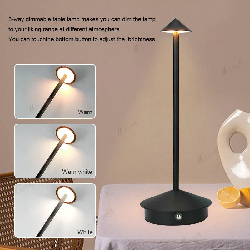 Tischlampe | LED Kabellos, wiederaufladbar, dimmbar, wasserdicht, vielseitig