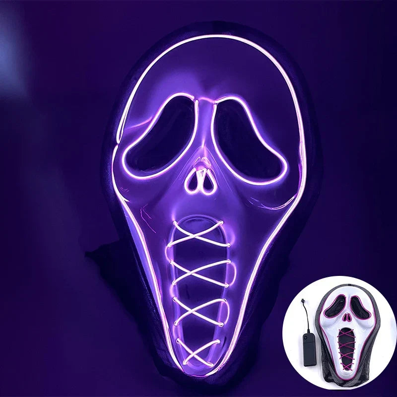 LED Purge Maske, handbemalt, Neon Full Face mit blinkenden Modi, PVC + EL