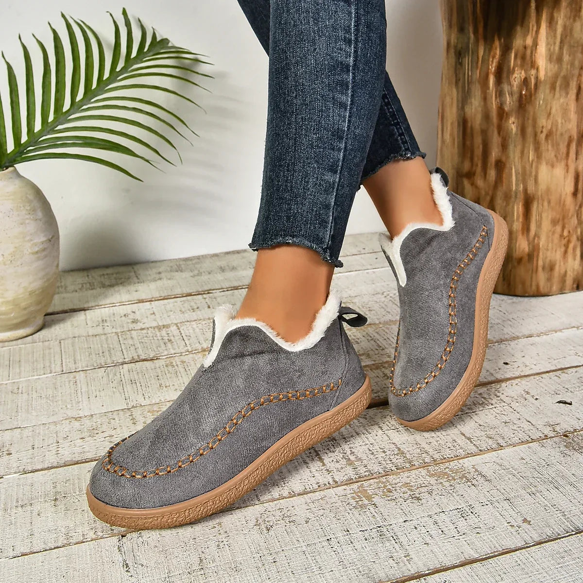Loopstep™ Damen Warme Winter Slip-On Plateau Stiefeletten