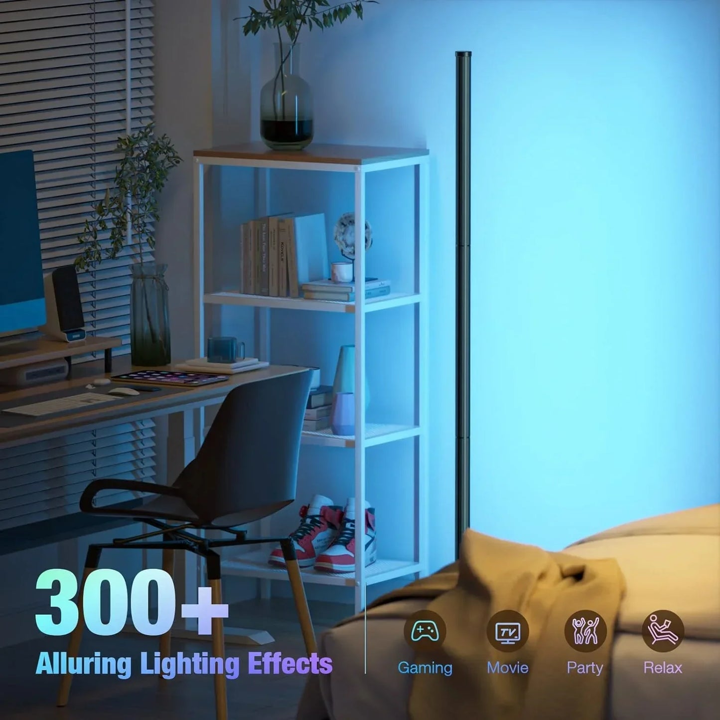 Loopstep | Smart RGB Traumfarbe Stehlampe – Musik-Synchronisations-LED-Stimmungslicht mit 16 Millionen Farben, APP & Fernsteuerung, moderne Stehleuchte