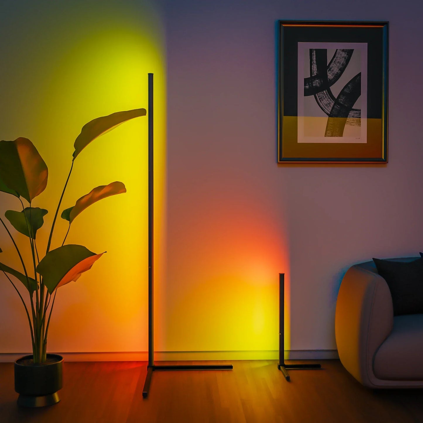 Loopstep | Smart RGB Traumfarbe Stehlampe – Musik-Synchronisations-LED-Stimmungslicht mit 16 Millionen Farben, APP & Fernsteuerung, moderne Stehleuchte