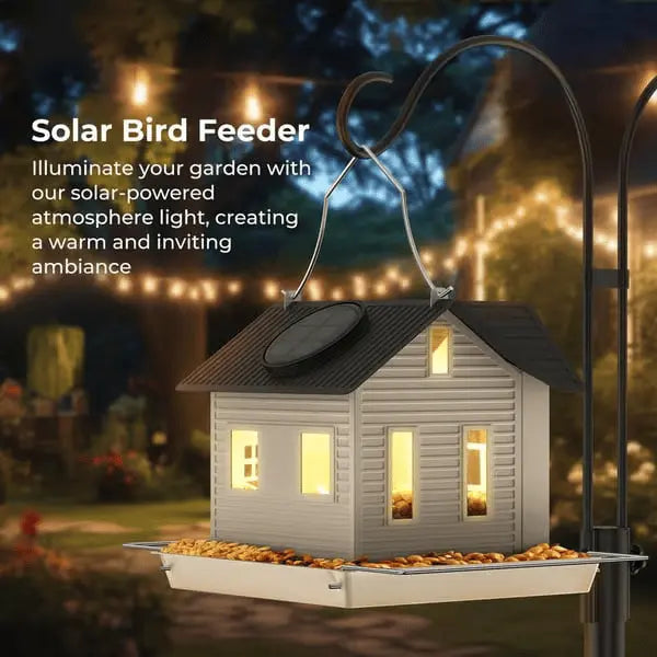Loopstep | Solar-Vogelhaus mit LED – Leuchtende Gartenlaterne & Futterstation in einem!