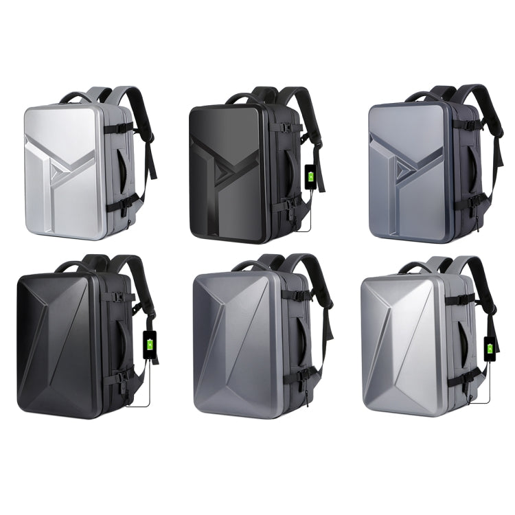 Loopstep | Großraummäßiger wasserdichter erweiterbarer Hartschalen-Rucksack mit USB-Ladeanschluss (161 Schwarz)