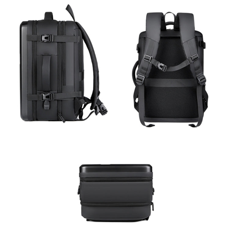 Loopstep | Großraummäßiger wasserdichter erweiterbarer Hartschalen-Rucksack mit USB-Ladeanschluss (161 Schwarz)