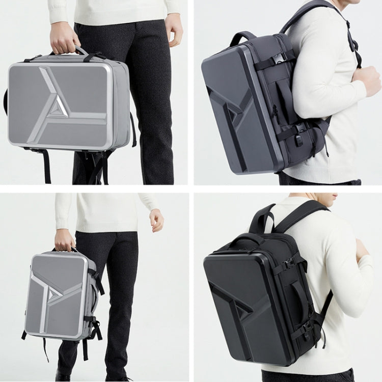 Loopstep | Großraummäßiger wasserdichter erweiterbarer Hartschalen-Rucksack mit USB-Ladeanschluss (161 Schwarz)