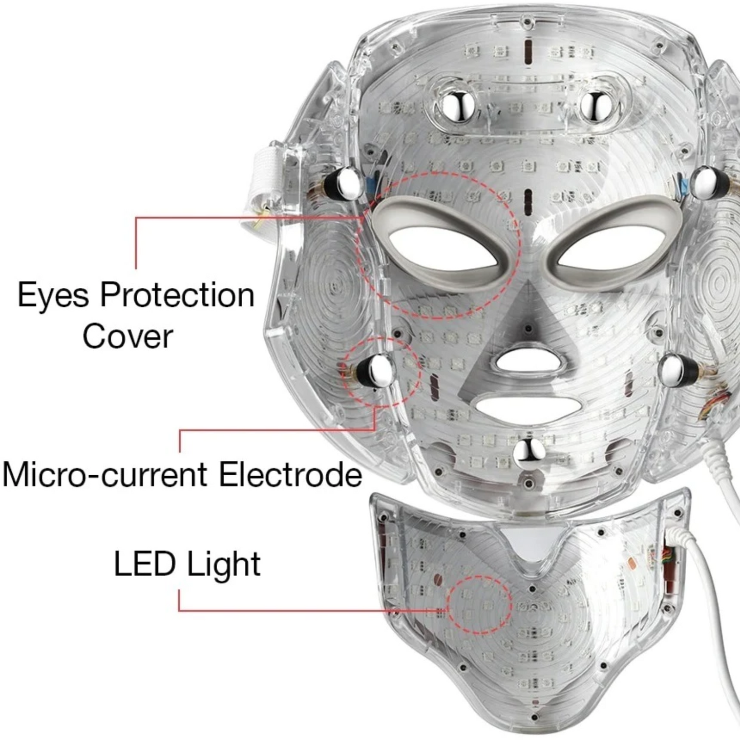 Loopstep | 7 Farben LED Photon Lichttherapie Maske - Gesichts- und Halsbehandlung