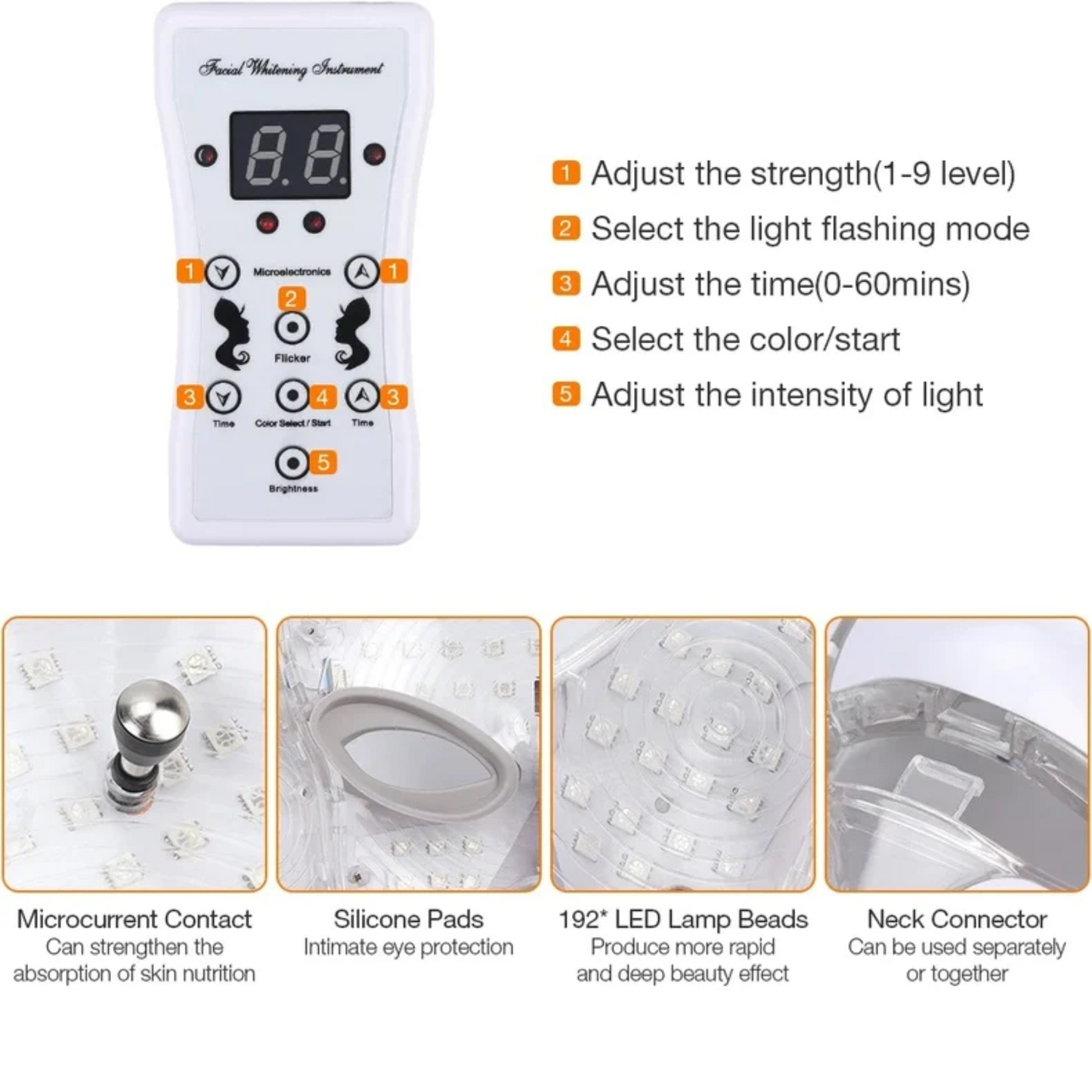 Loopstep | 7 Farben LED Photon Lichttherapie Maske - Gesichts- und Halsbehandlung