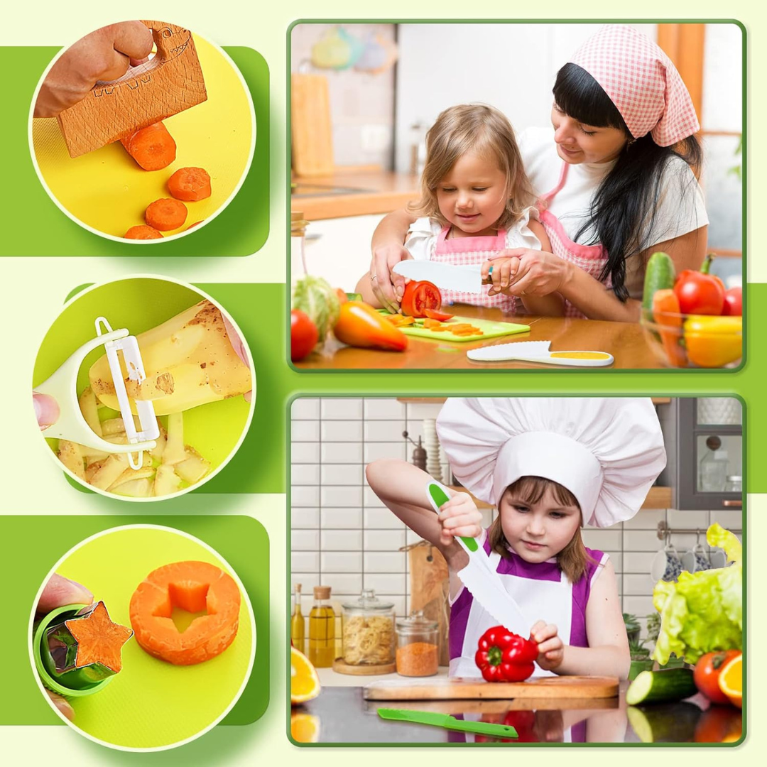 Kindersicheres Bio-Küchenset nach Montessori inkl. 2x GRATIS Kinder-Schneidebrett