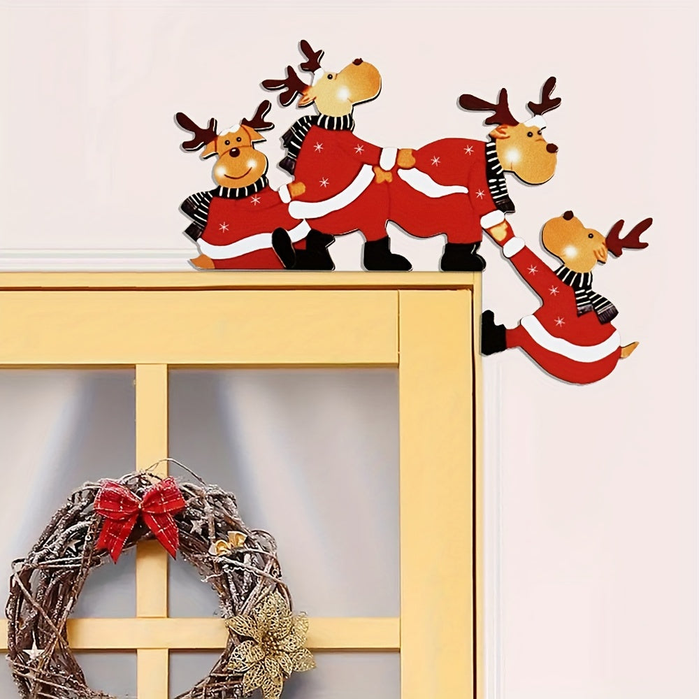Wandkunst Weihnachten, Santa Rentier Türrahmen festlich