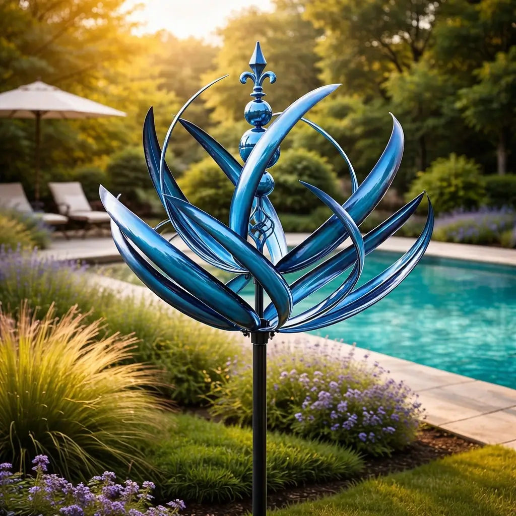 Wetterfahne | Metall-Windspiel in Lotusform | Rostbeständig | Windbloom