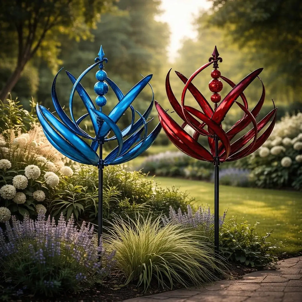 Wetterfahne | Metall-Windspiel in Lotusform | Rostbeständig | Windbloom