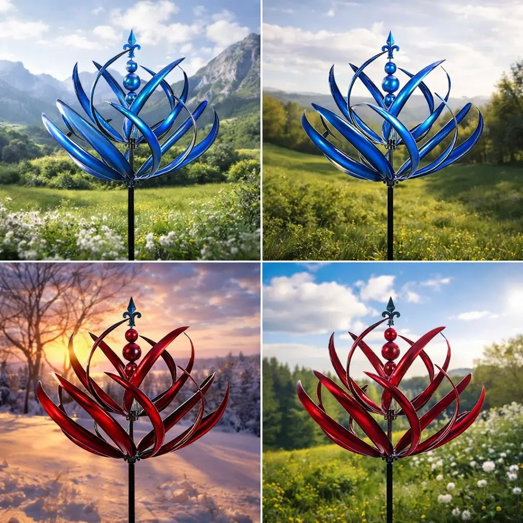 Wetterfahne | Metall-Windspiel in Lotusform | Rostbeständig | Windbloom