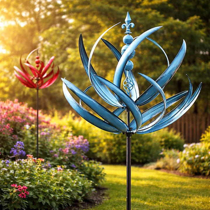 Wetterfahne | Metall-Windspiel in Lotusform | Rostbeständig | Windbloom