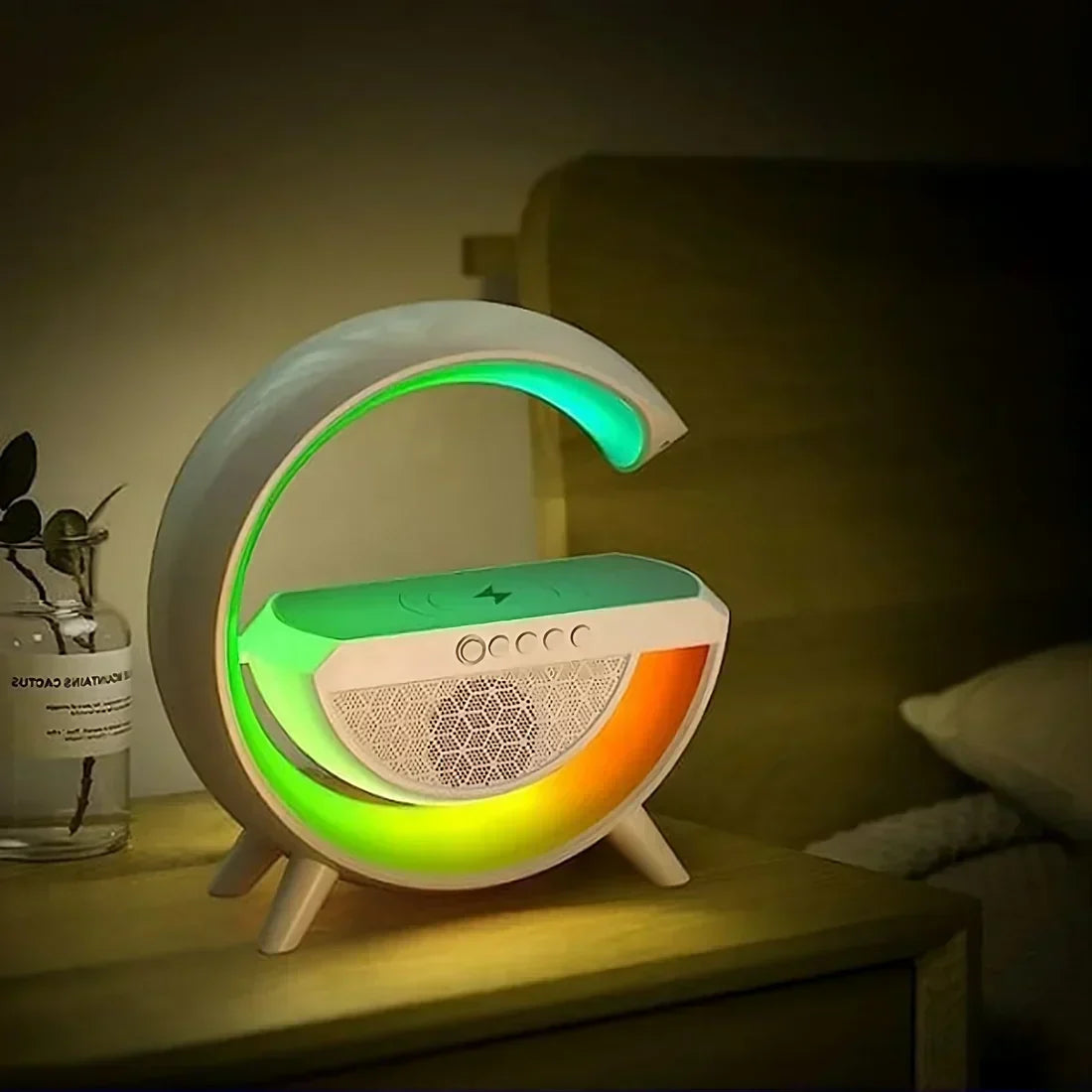 Multifunktionaler Bluetooth-Lautsprecher mit Licht, kabellosem Laden & Uhr