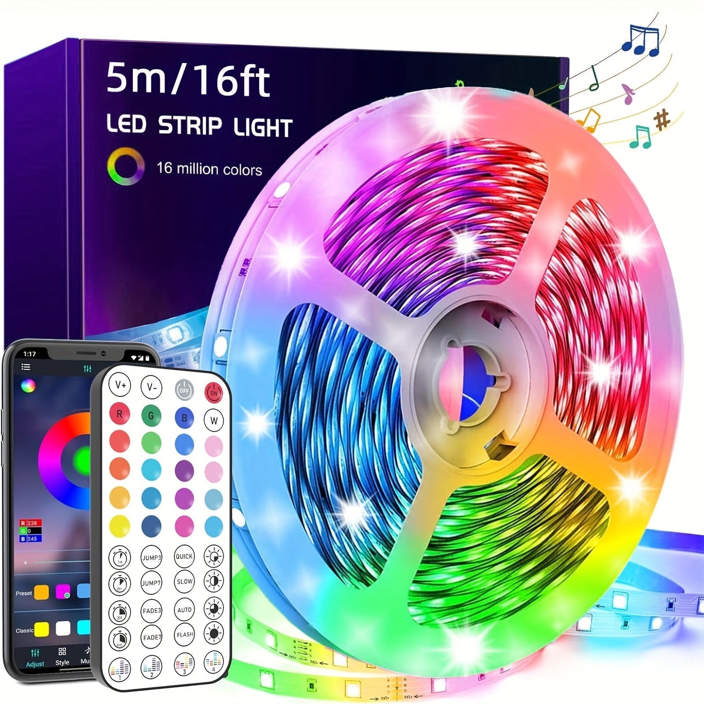LED Strip Lights, Farbwechsel, Musik-Synchronisation