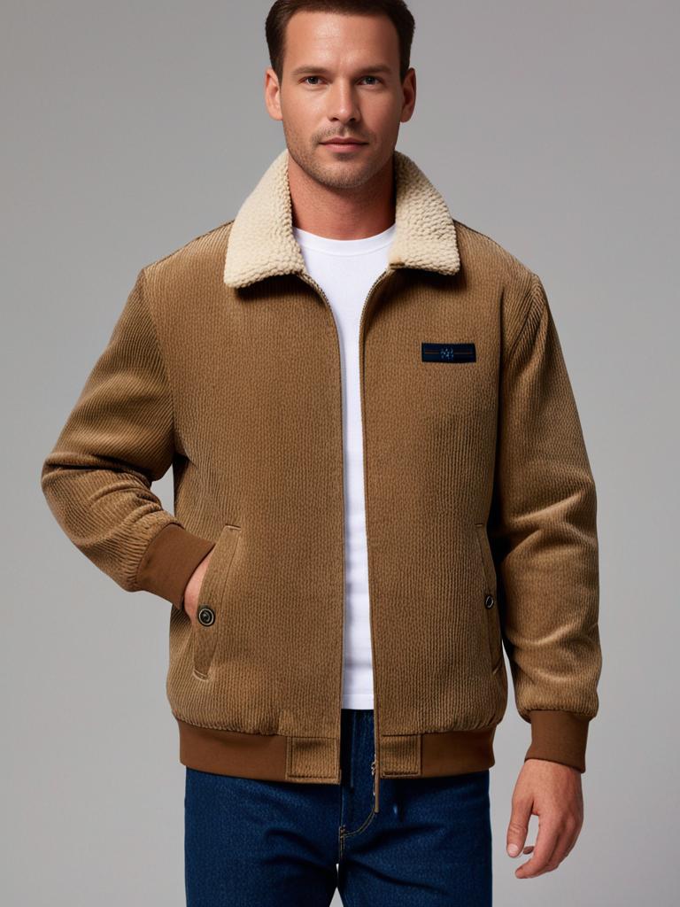 Herren-Cordjacke mit Fleece-Futter für den Winter