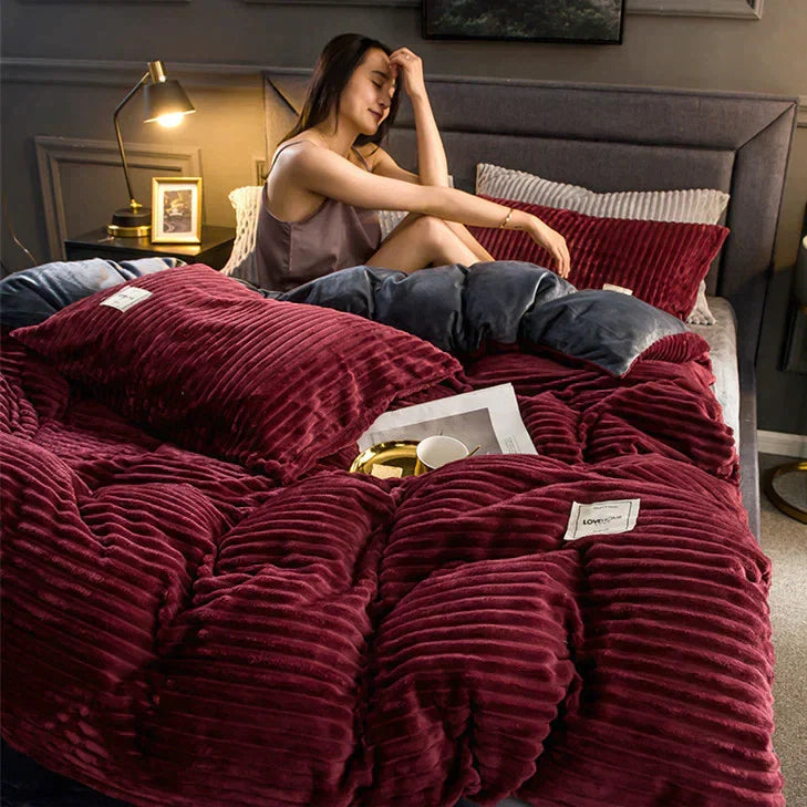 DreamWeave – Winter Bettbezug Samt-Fleece Schneeflocke Edition – Warm & Luxuriös