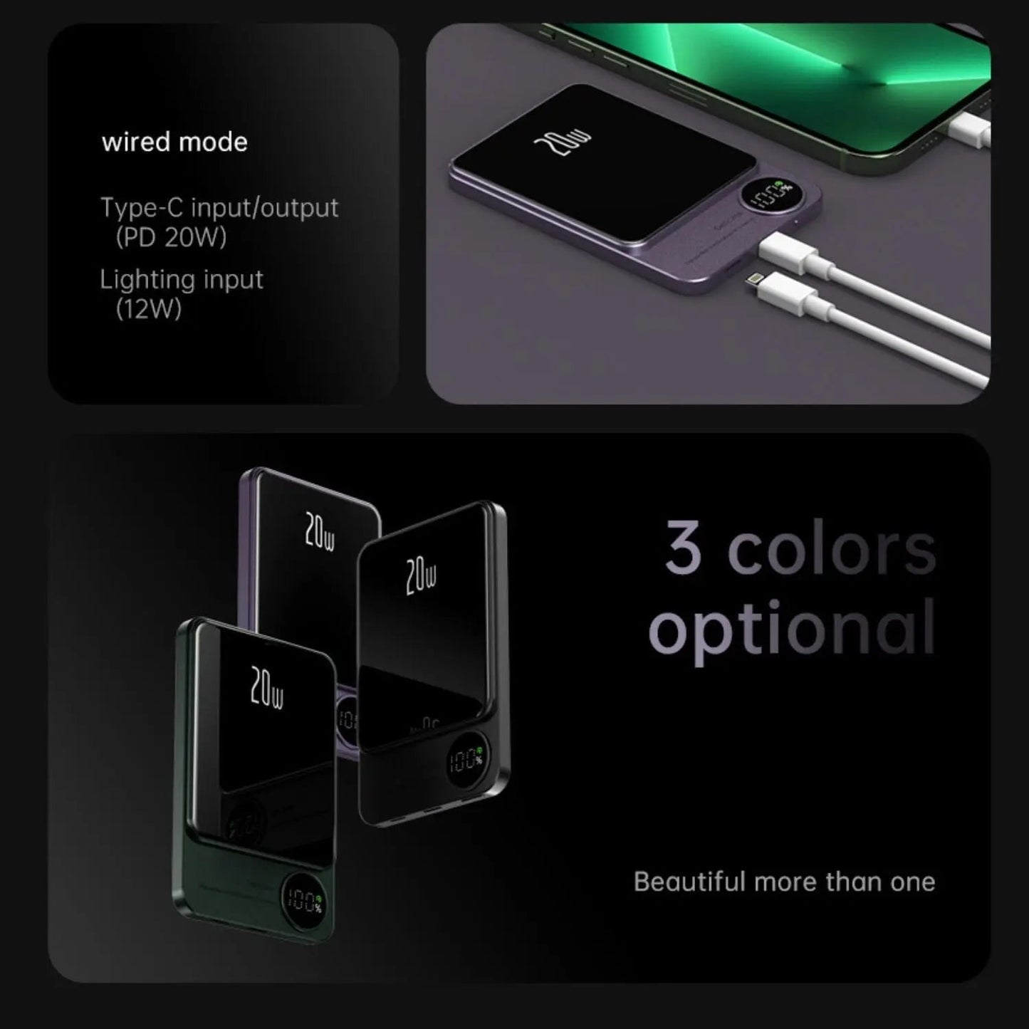 Powerbank Slim, kabelloses Magnet-Ladegerät, tragbar