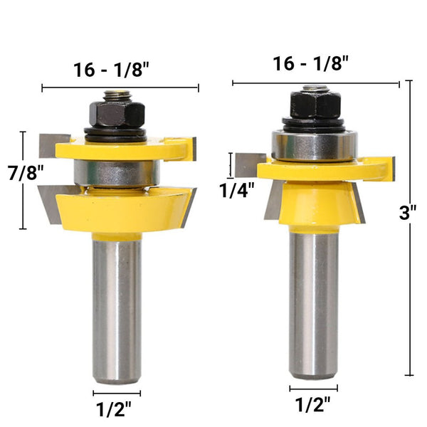 Avichic® Rail & Stile Router Bit - Shaker - 2 Piece Set - 1/2" Shank